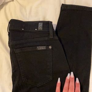 7 for all mankind black/distressed ankle skinny jeans